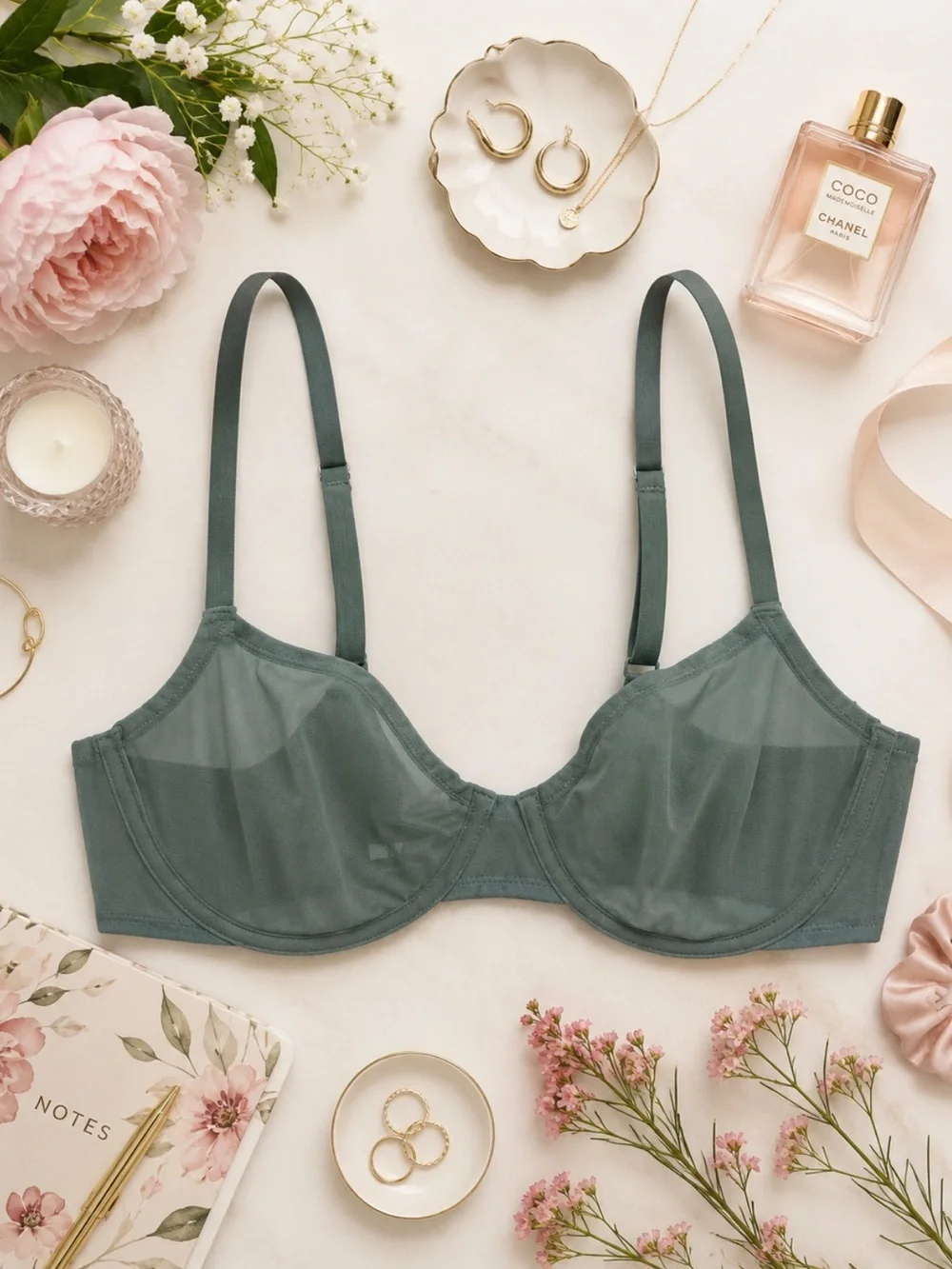 NWT SMOOTHEZ by Aerie Unlined Mesh Full Coverage Underwire Bra Green Size 34D - Picture 14 of 14